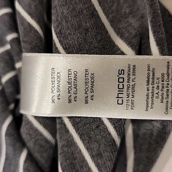 Chico's Cold Shoulder Striped Tunic Black White 0 - Picture 11 of 12